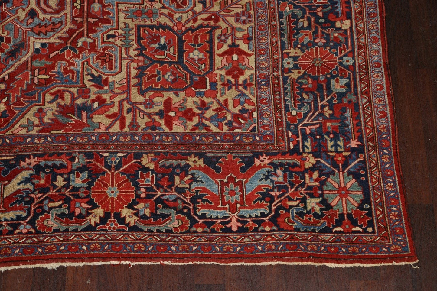 Antique 100% Vegetable Dye Heriz Serapi Persian Area Rug 11x20