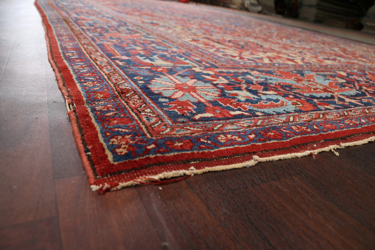 Antique 100% Vegetable Dye Heriz Serapi Persian Area Rug 11x20