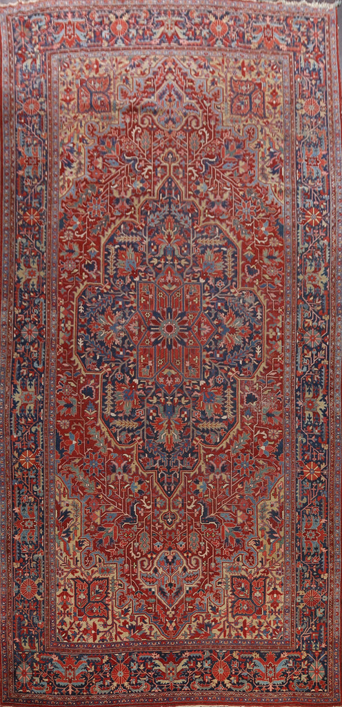 Antique 100% Vegetable Dye Heriz Serapi Persian Area Rug 11x20