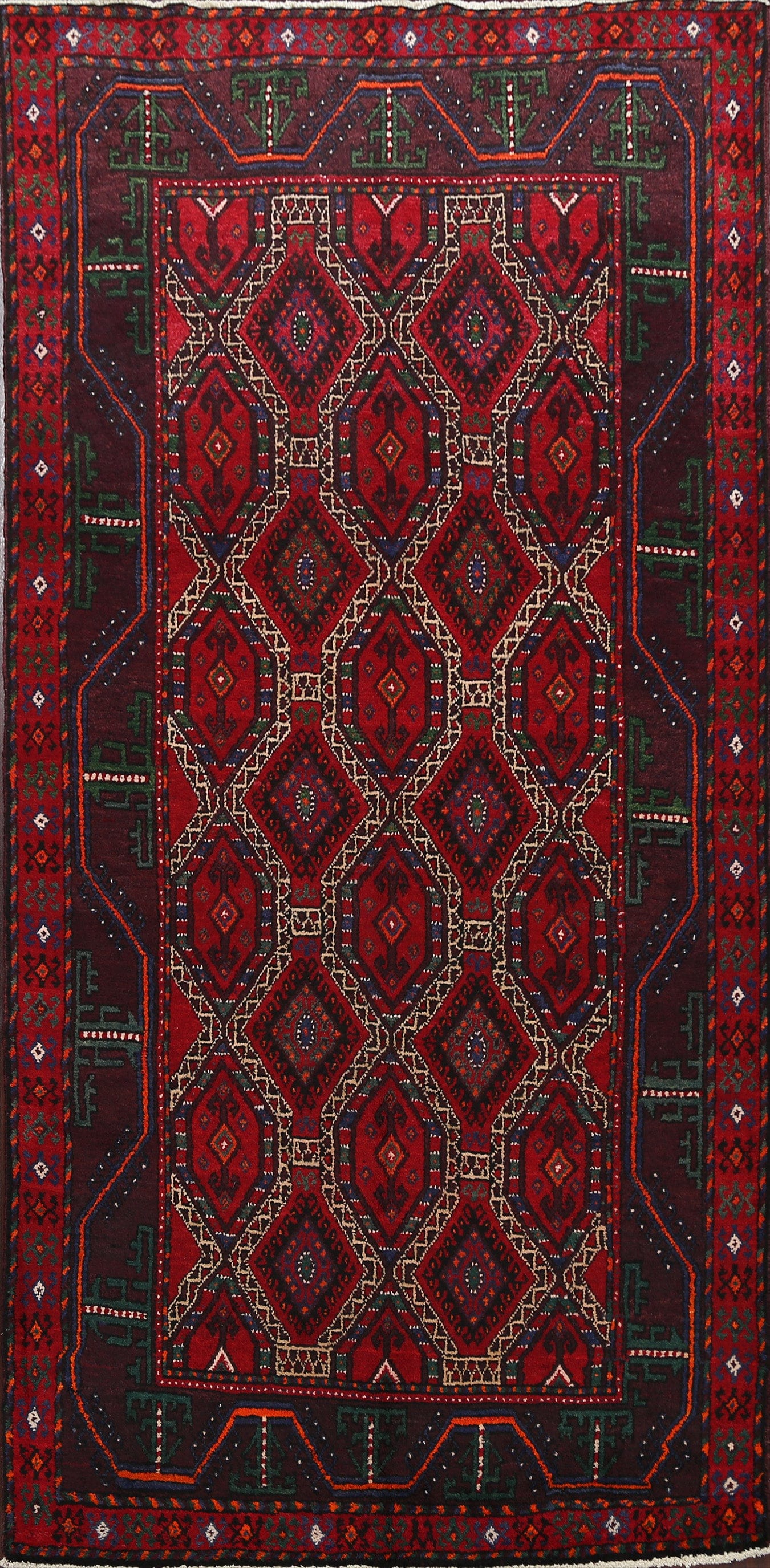 Geometric Hamedan Persian Area Rug 5x10