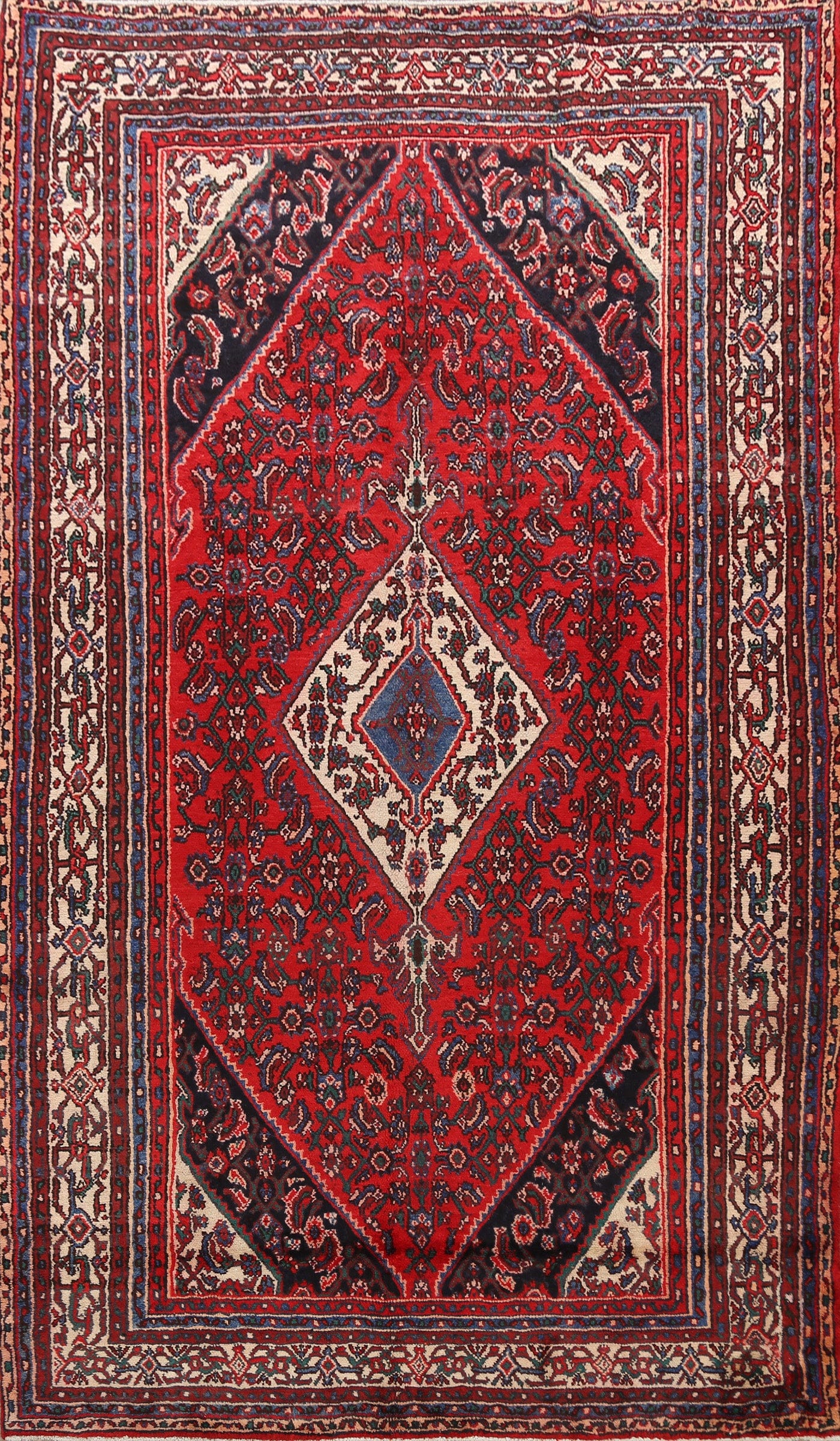 Geometric Hamedan Persian Area Rug 7x11