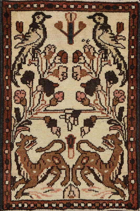 Animal Pictorial Hamedan Persian Area Rug 2x2