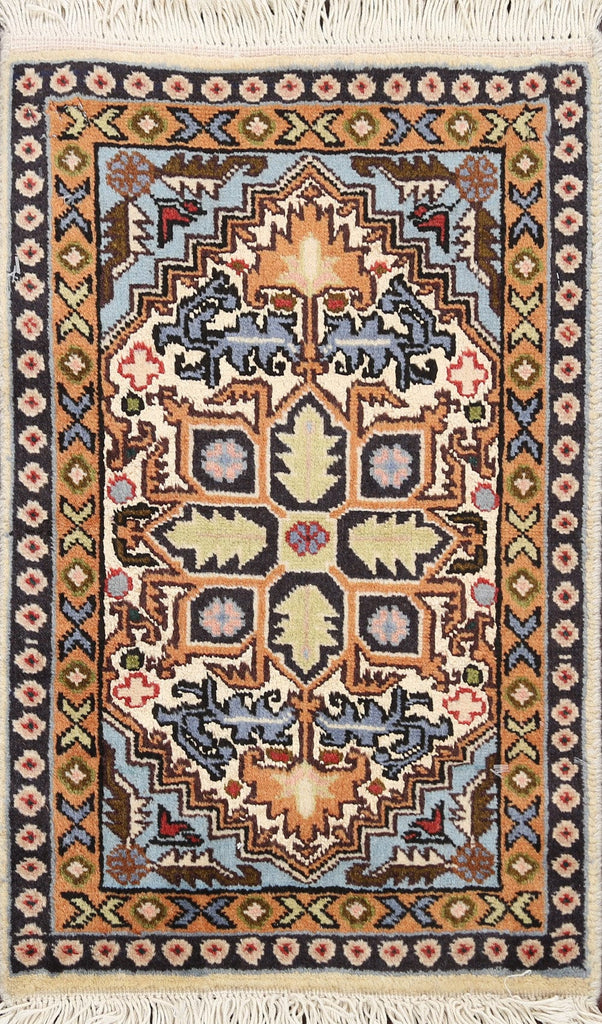 Woo/ Silk Geometric Ardebil Persian Area Rug 1x2