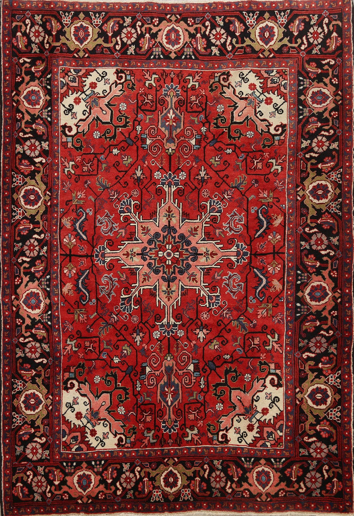 Vegetable Dye Geometric Heriz Persian Area Rug 5x7