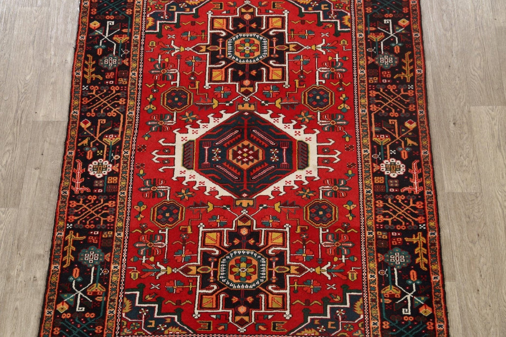 Vegetable Dye Geometric Heriz Persian Area Rug 5x7