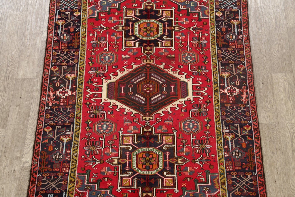 Vegetable Dye Geometric Heriz Persian Area Rug 5x7