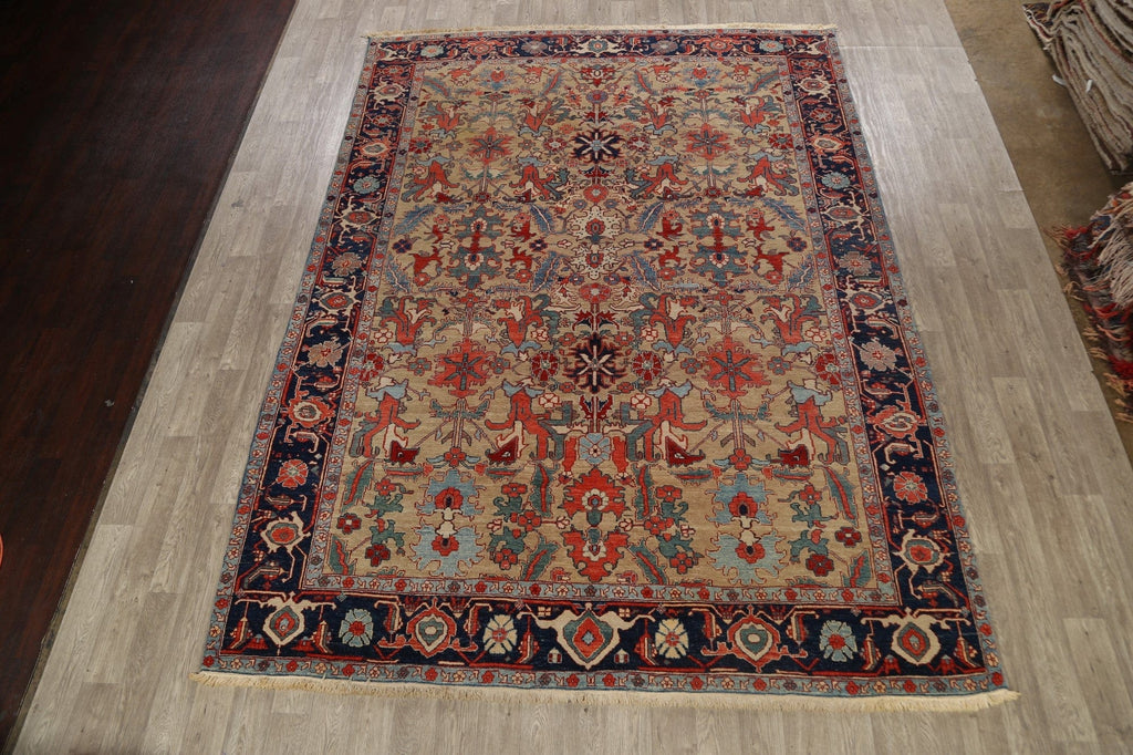 100% Vegetable Dye Heriz Serapi Oriental Area Rug 9x12