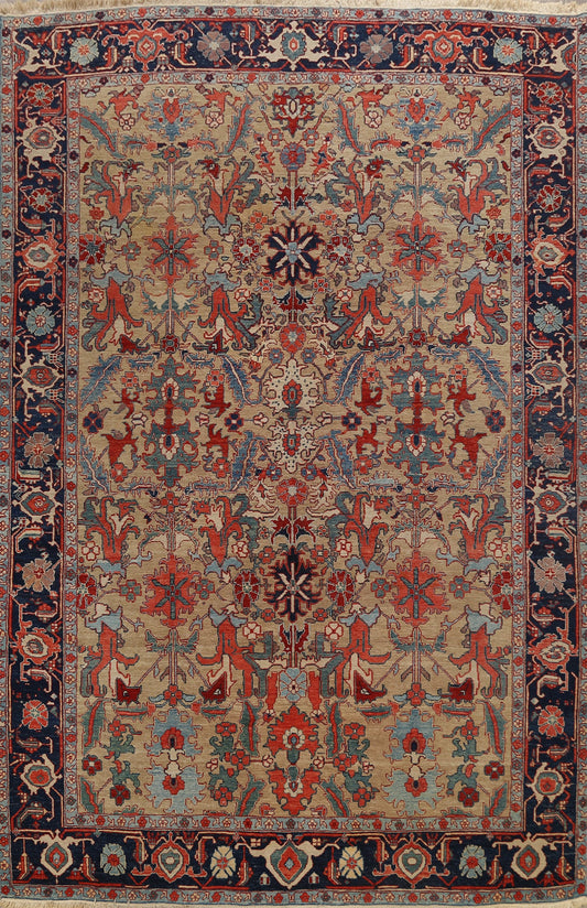 100% Vegetable Dye Heriz Serapi Oriental Area Rug 9x12