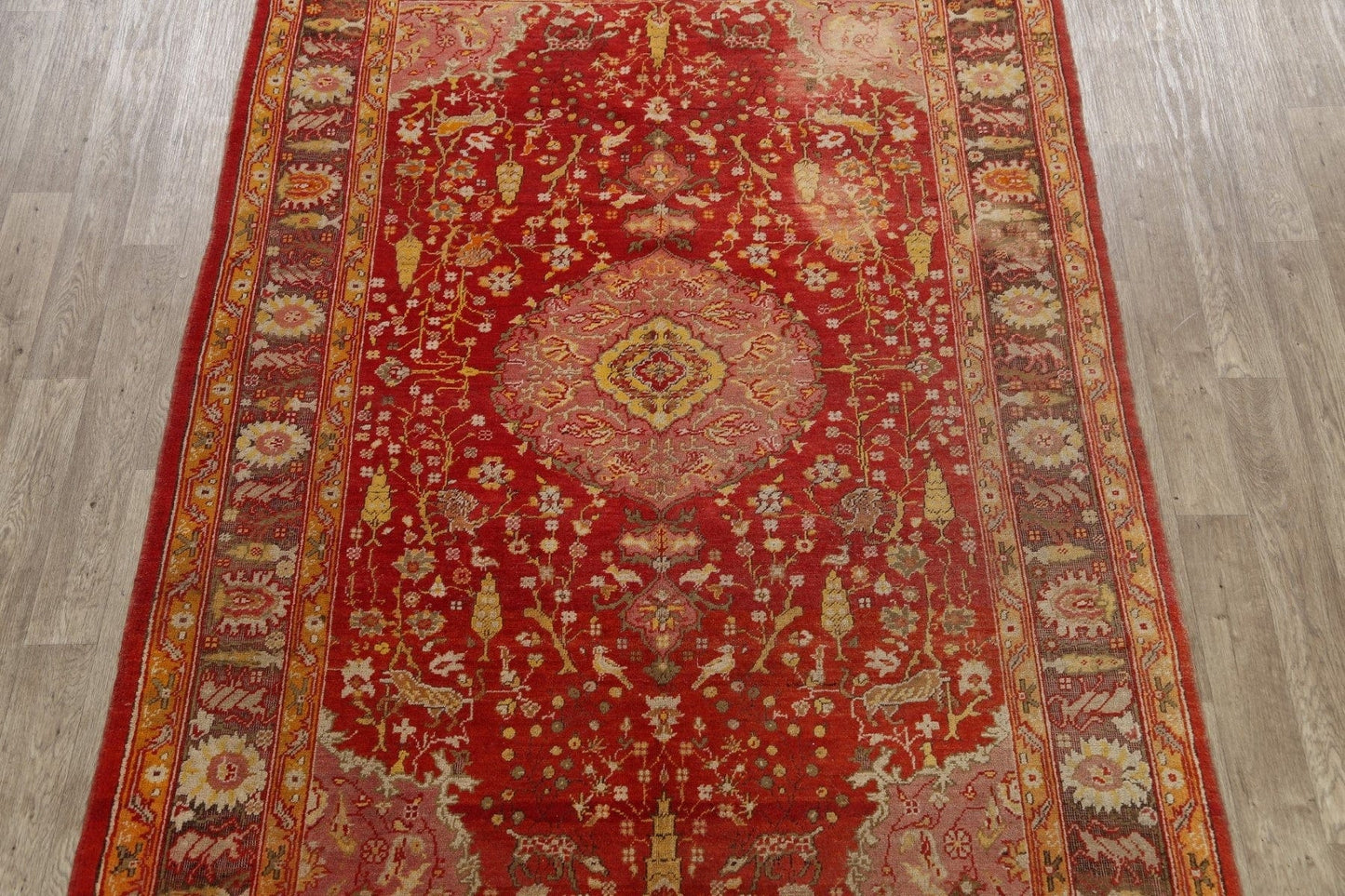 Pre-1900 Antique Vegetable Dye Oushak Oriental Area Rug 7x10