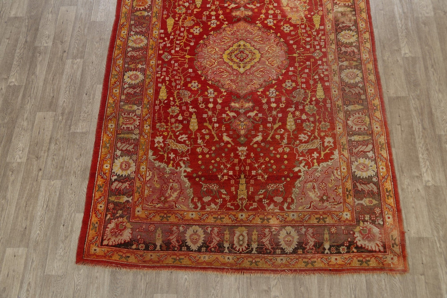 Pre-1900 Antique Vegetable Dye Oushak Oriental Area Rug 7x10