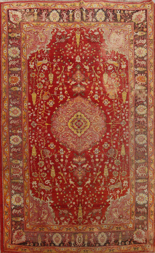 Pre-1900 Antique Vegetable Dye Oushak Oriental Area Rug 7x10