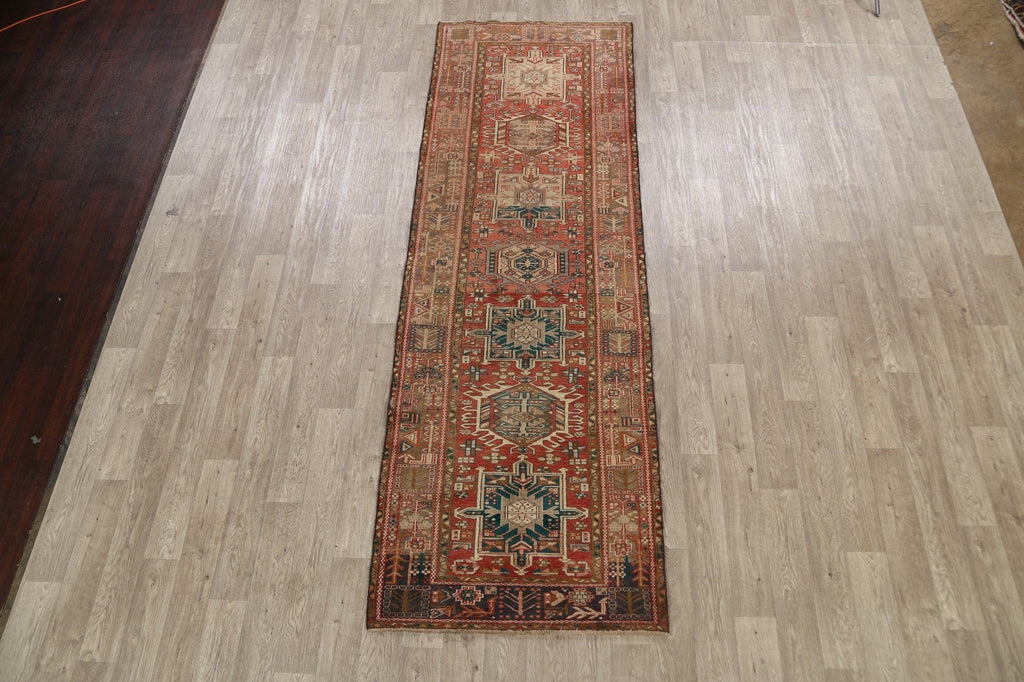 Geometric Heriz Persian Runner Rug 4x11