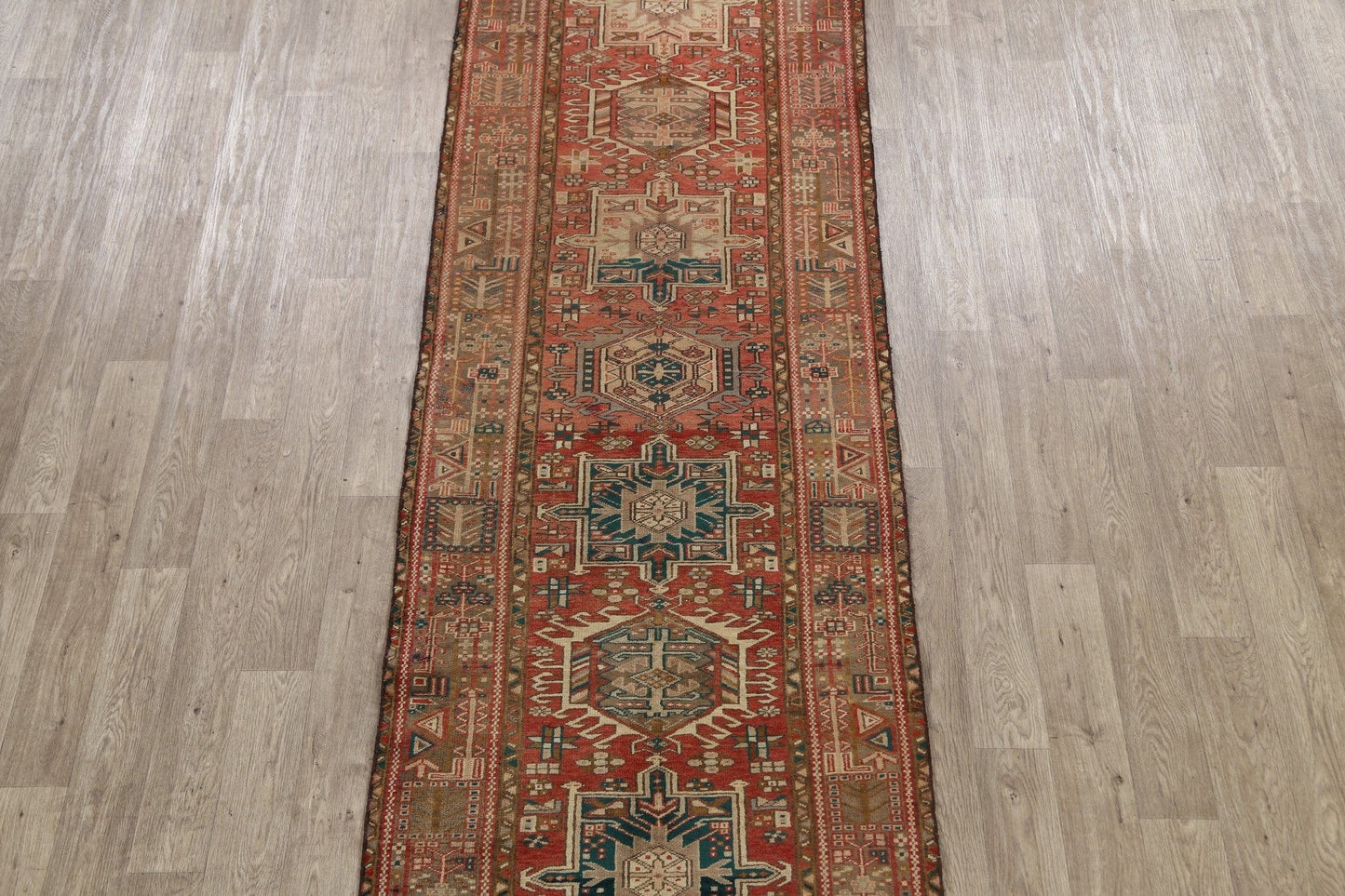 Geometric Heriz Persian Runner Rug 4x11