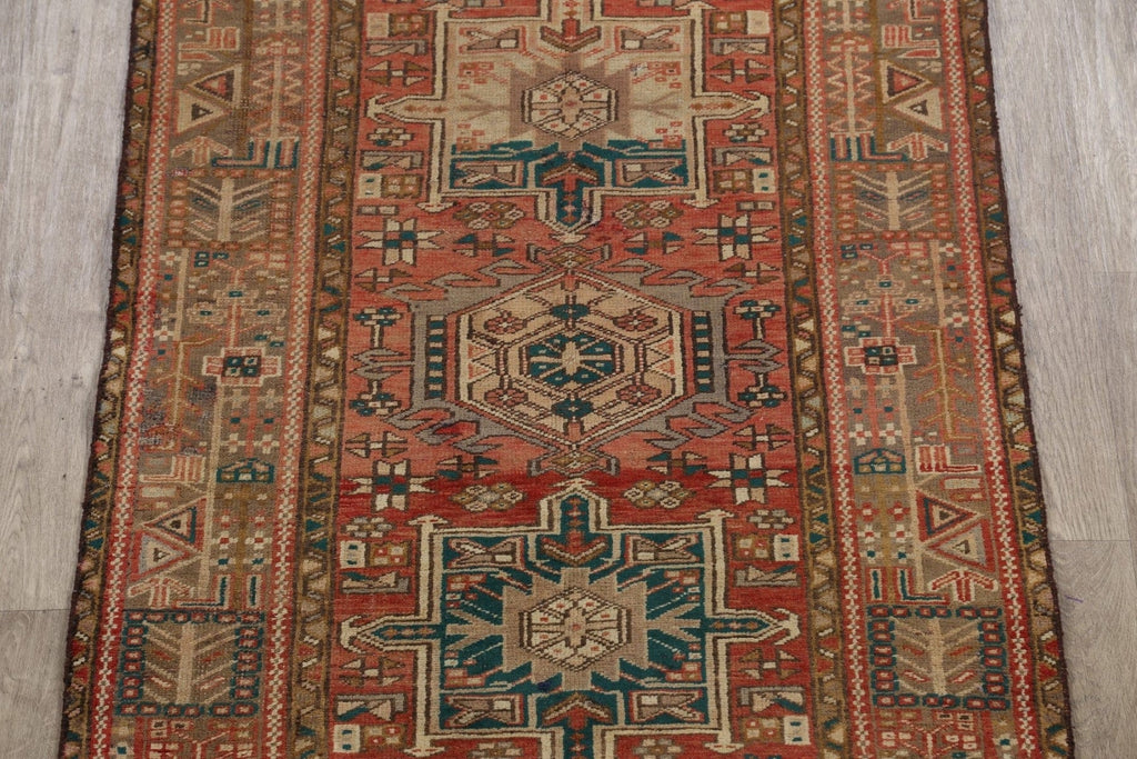 Geometric Heriz Persian Runner Rug 4x11