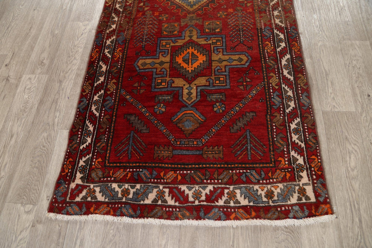 Geometric Heriz Persian Runner Rug 3x14