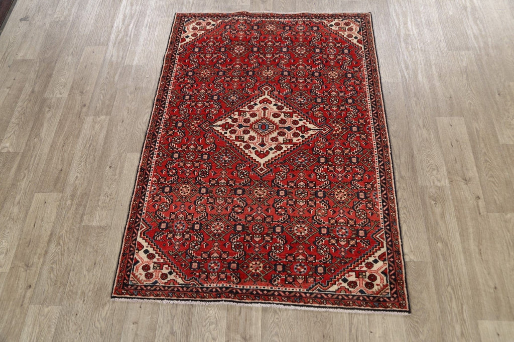 Geometric Hamedan Persian Area Rug 4x6