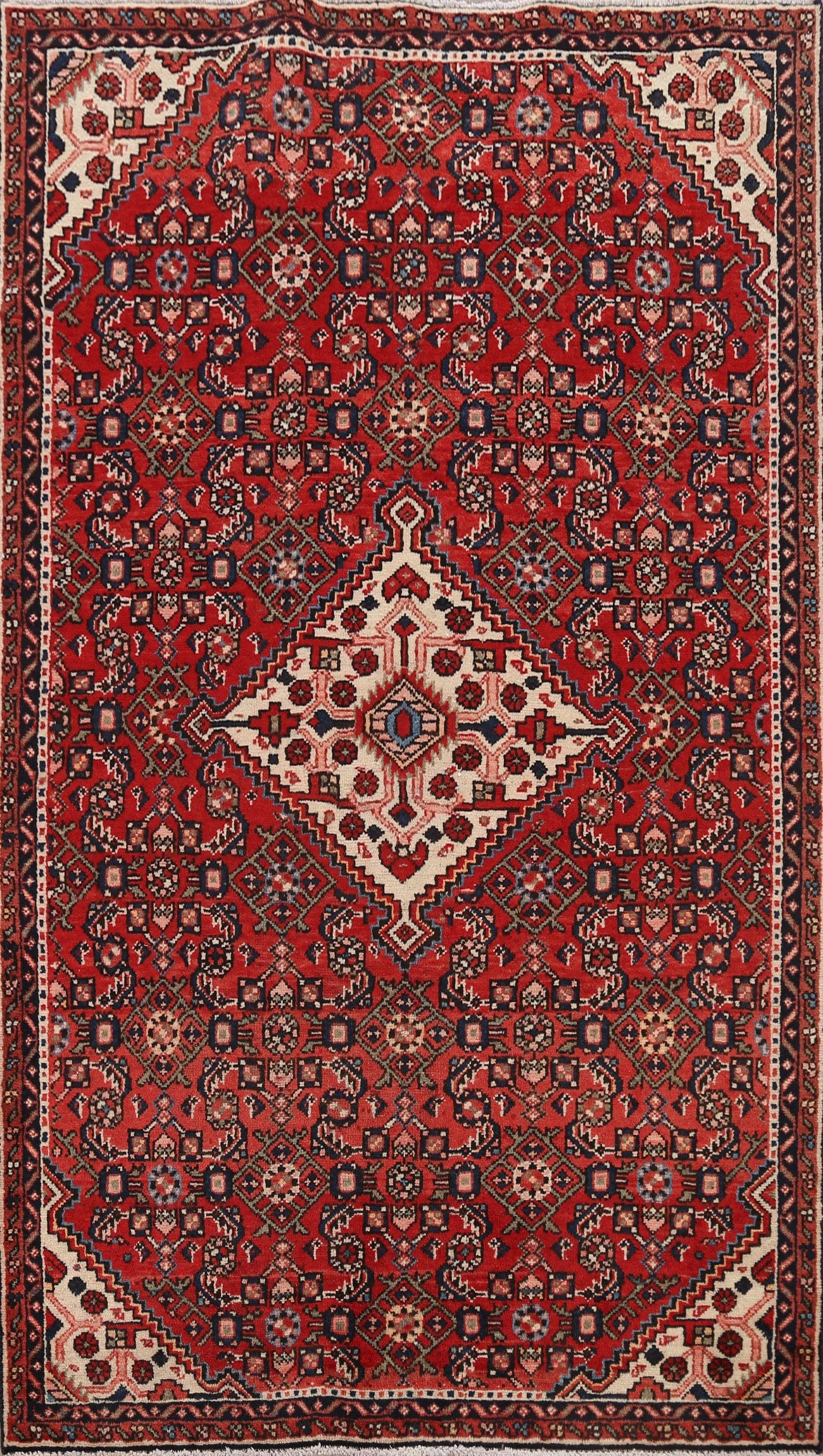 Geometric Hamedan Persian Area Rug 4x6