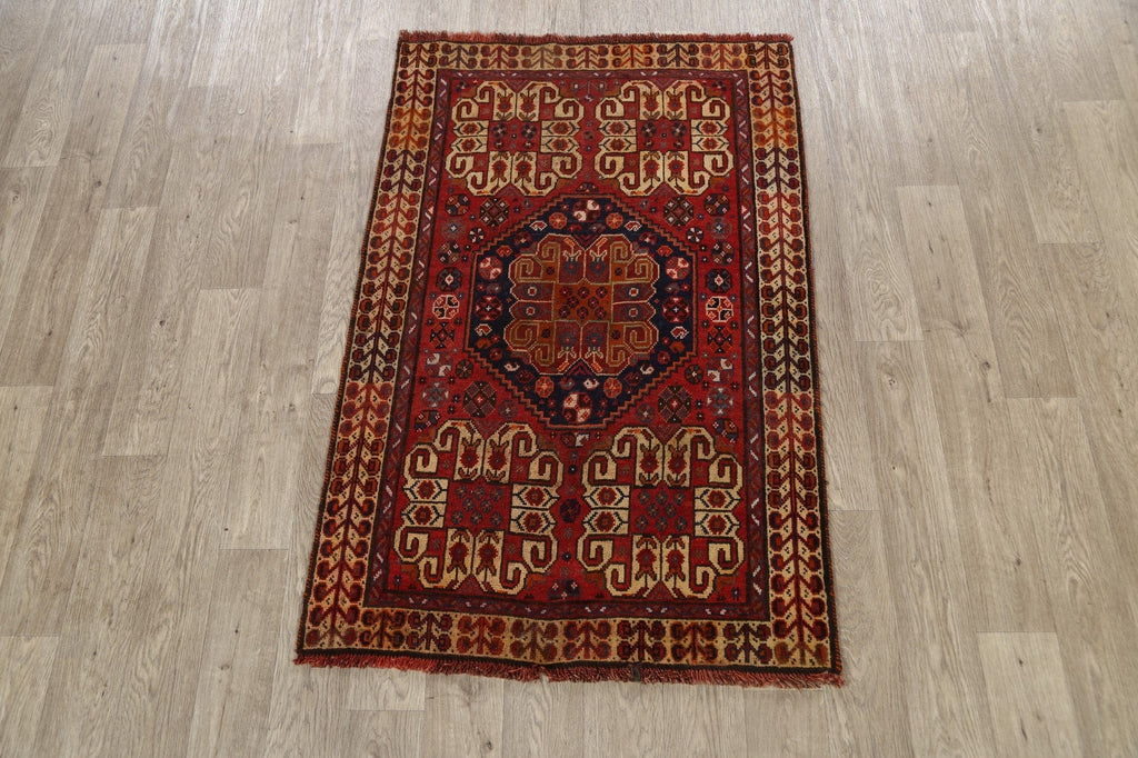 Antique Geometric Shiraz Persian Area Rug 3x4