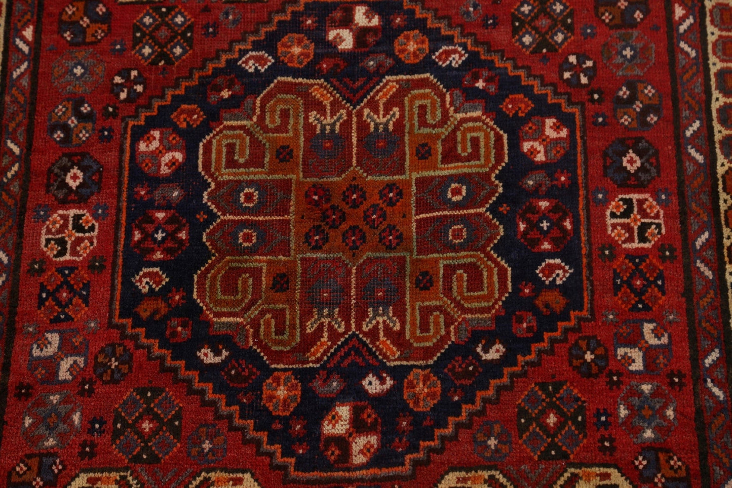 Antique Geometric Shiraz Persian Area Rug 3x4