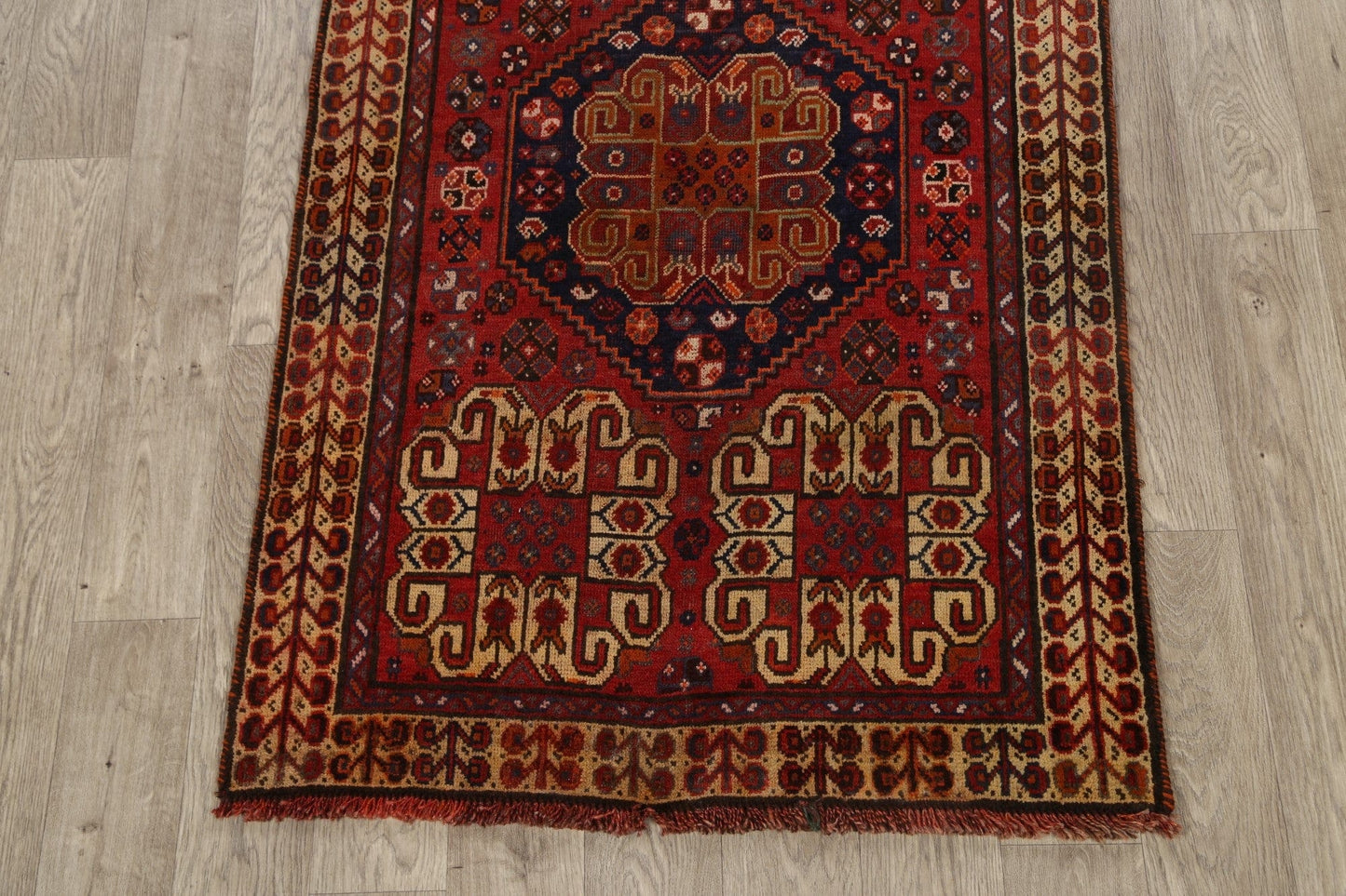 Antique Geometric Shiraz Persian Area Rug 3x4