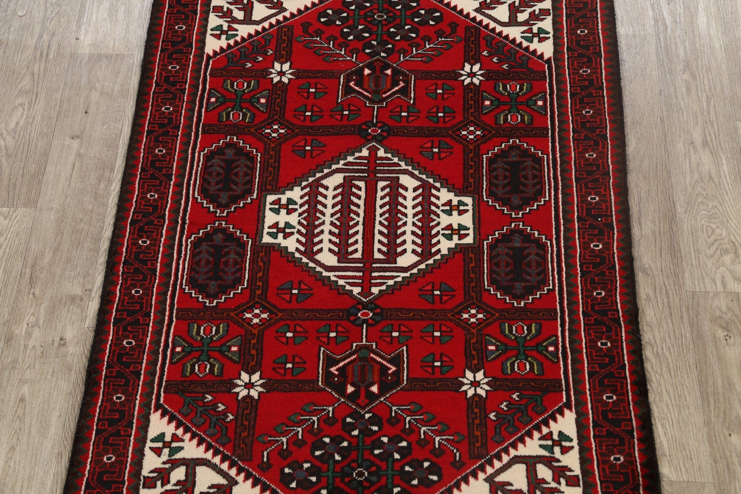 Geometric Hamedan Persian Area Rug 3x5