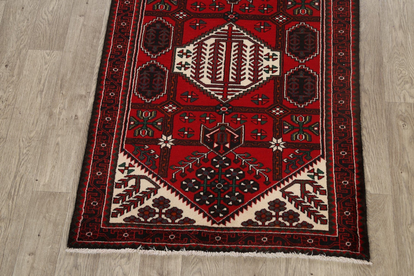 Geometric Hamedan Persian Area Rug 3x5