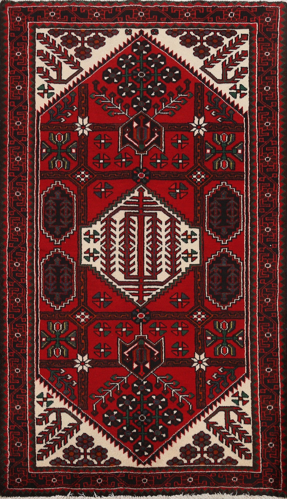 Geometric Hamedan Persian Area Rug 3x5