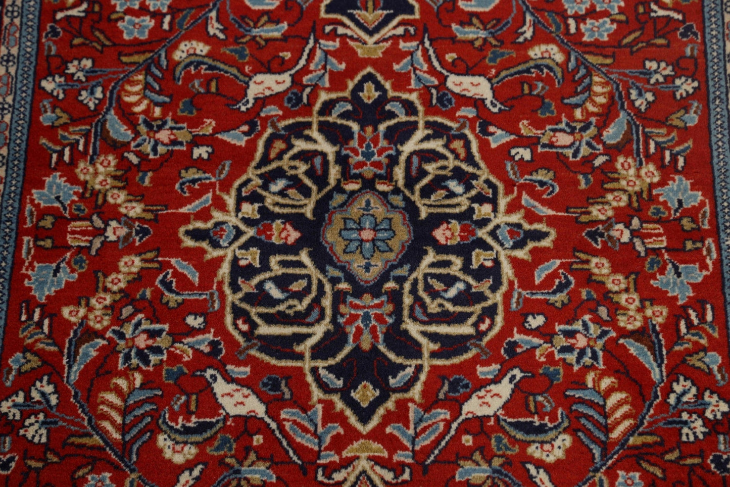 Vegetable Dye Floral Sarouk Persian Area Rug 4x5