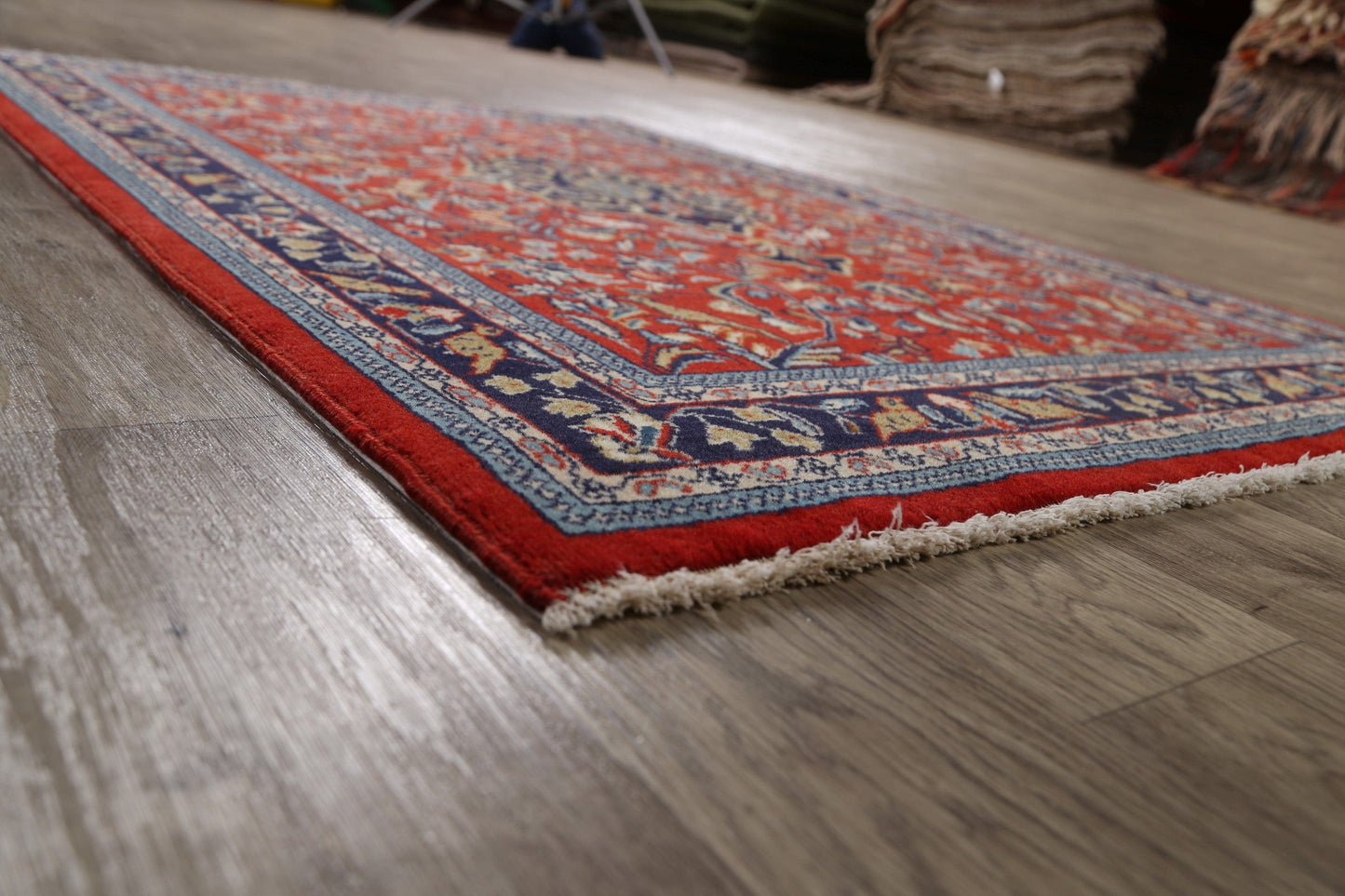 Vegetable Dye Floral Sarouk Persian Area Rug 4x5