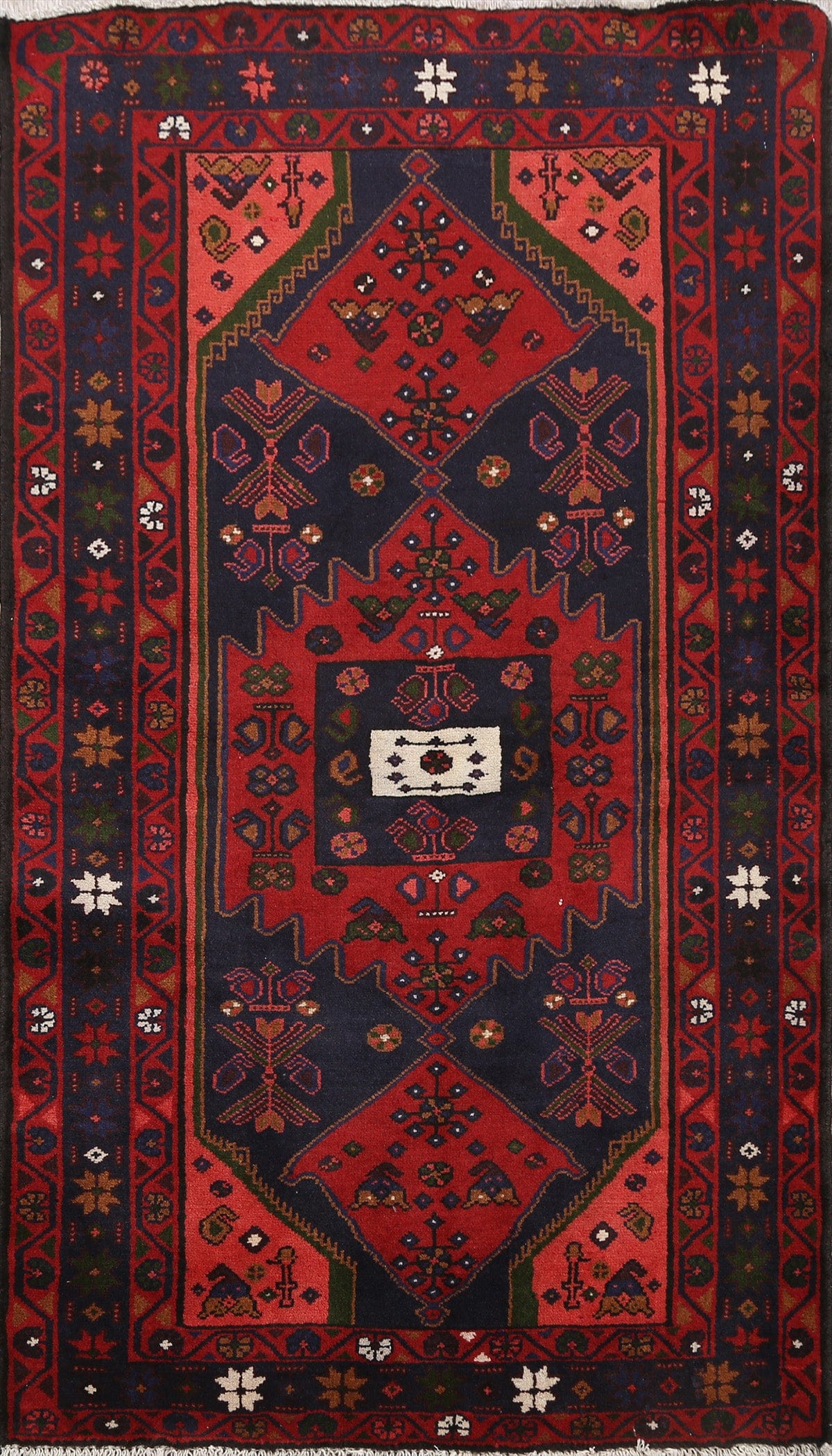 Geometric Hamedan Persian Area Rug 3x5