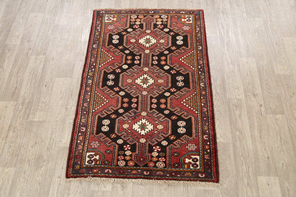 Geometric Hamedan Persian Area Rug 4x5