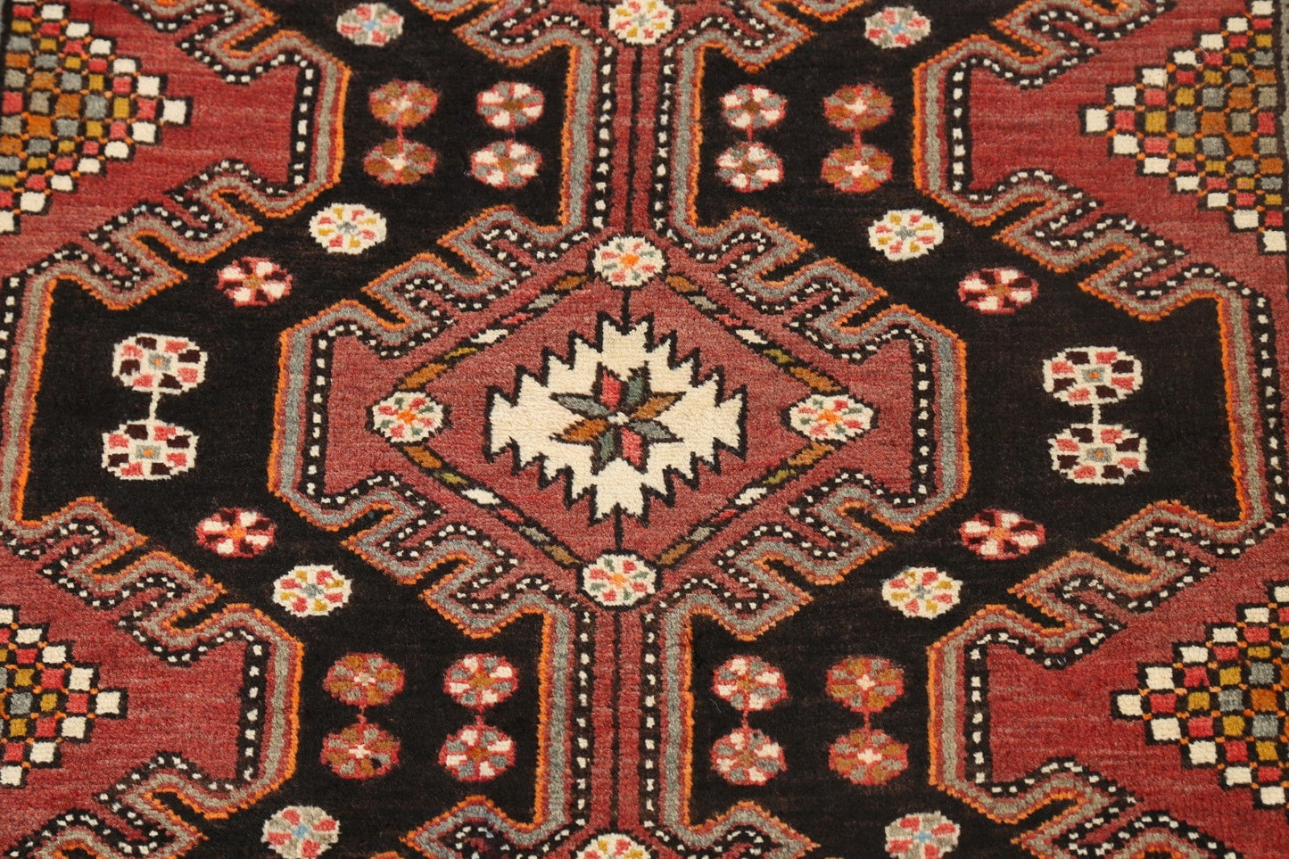 Geometric Hamedan Persian Area Rug 4x5