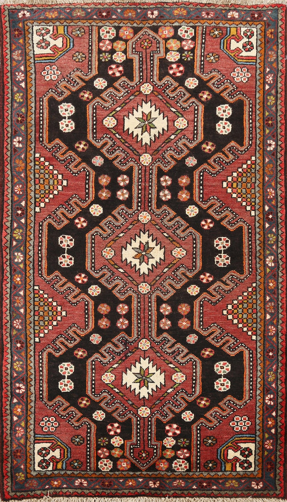 Geometric Hamedan Persian Area Rug 4x5