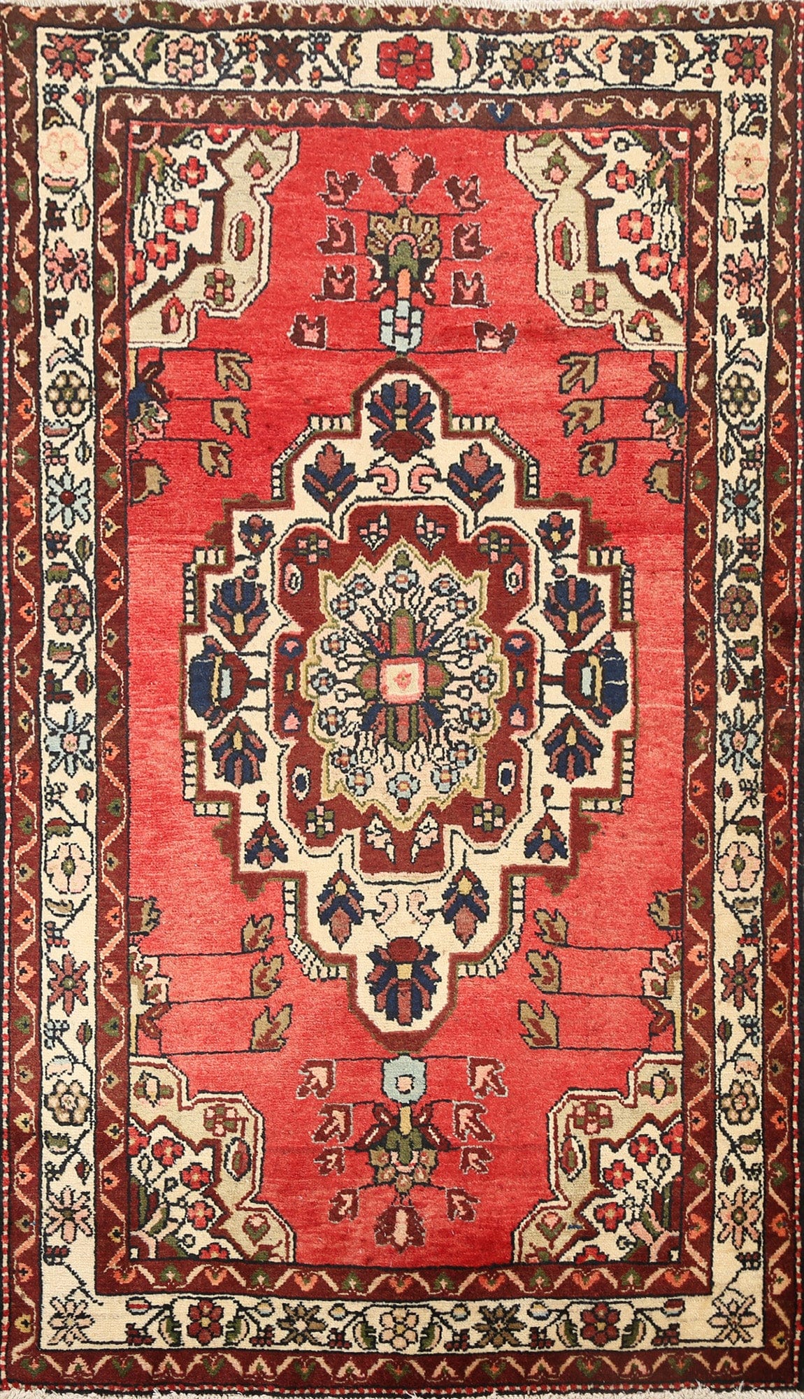 Geometric Hamedan Persian Area Rug 4x5