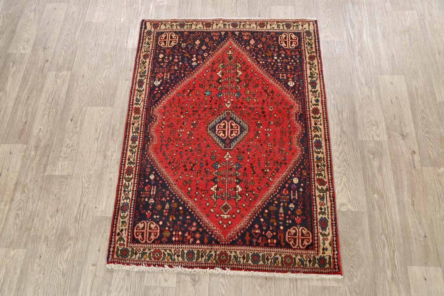 100% Vegetable Dye Abadeh Persian Area Rug 3x5