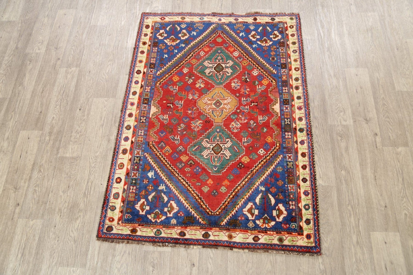 100% Vegetable Dye Abadeh Nafar Persian Area Rug 4x5