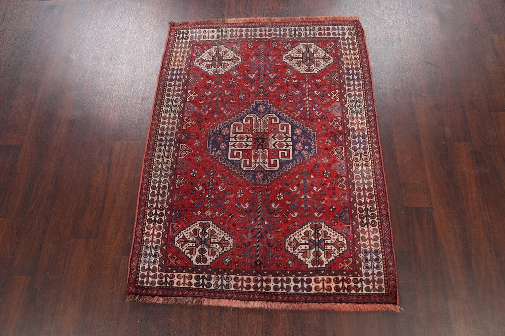 Pre-1900 Antique Vegetable Dye Shiraz Persian Area Rug 4x5