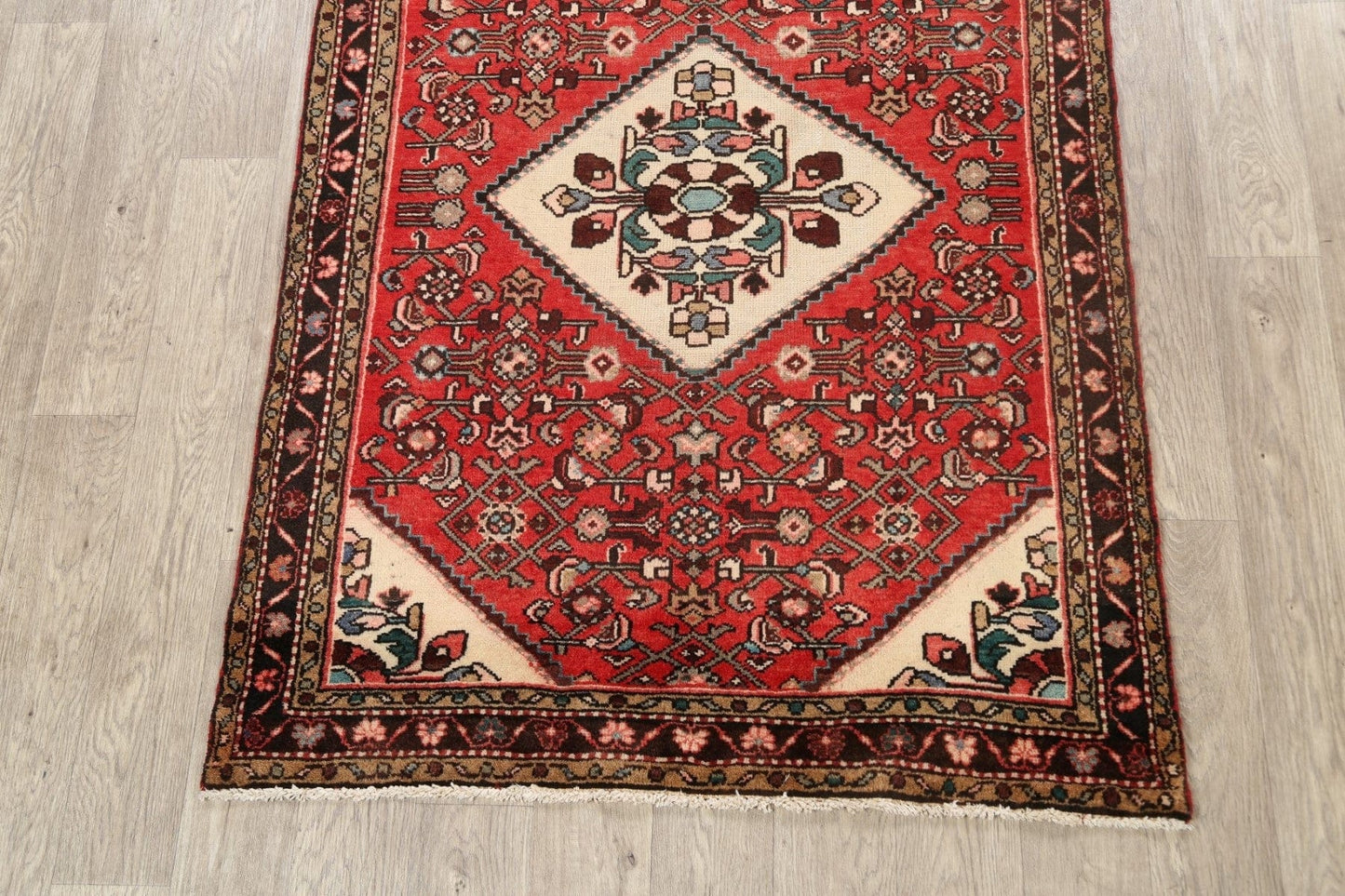 Geometric Hamedan Persian Area Rug 4x5