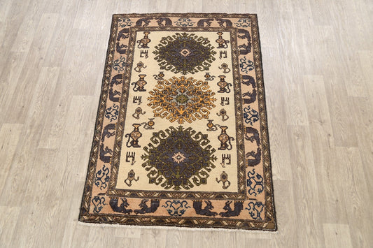 Geometric Bakhtiari Persian Area Rug 4x5