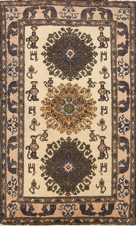 Geometric Bakhtiari Persian Area Rug 4x5