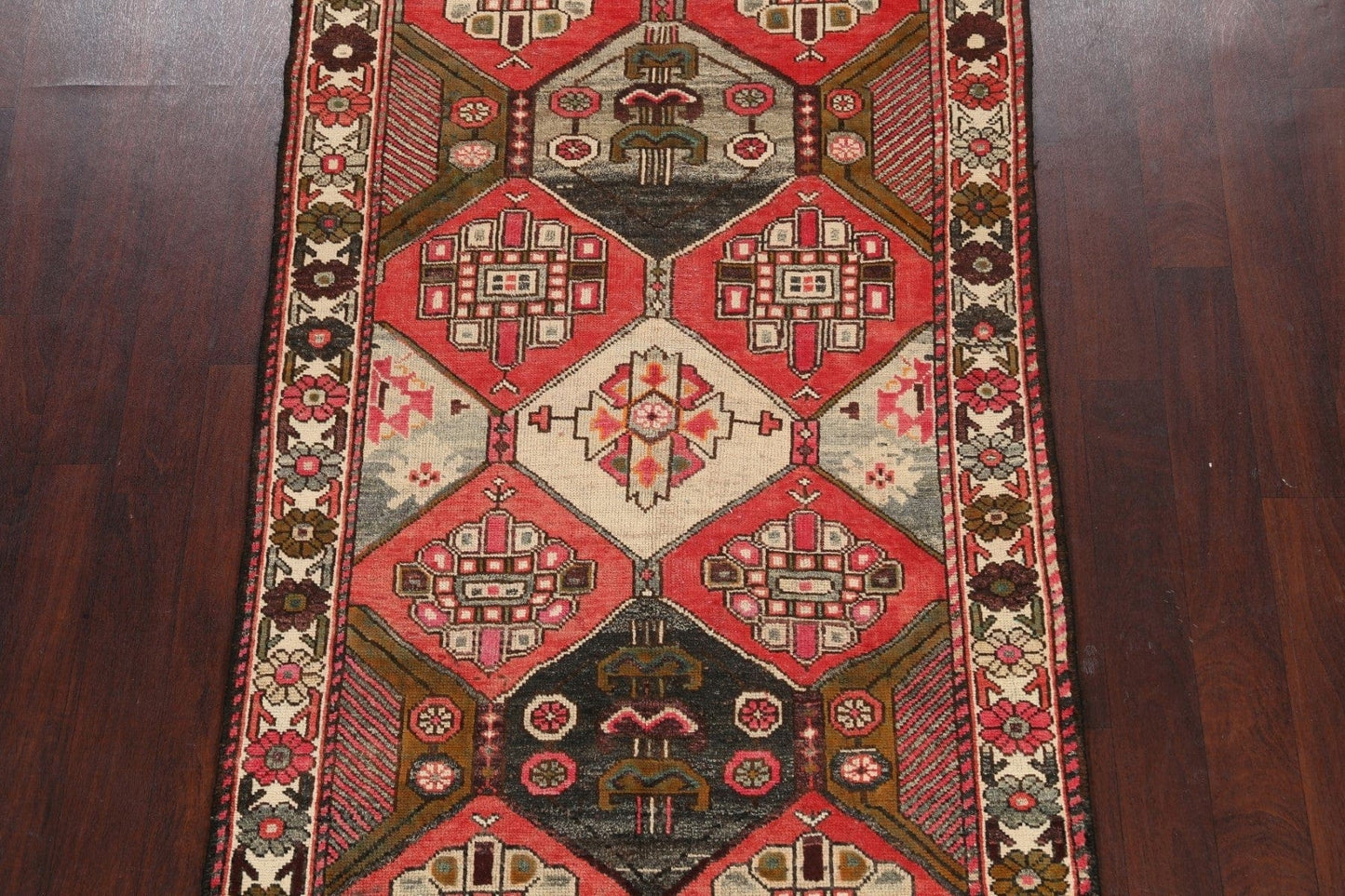 Antique Geometric Bakhtiari Persian Area Rug 4x7