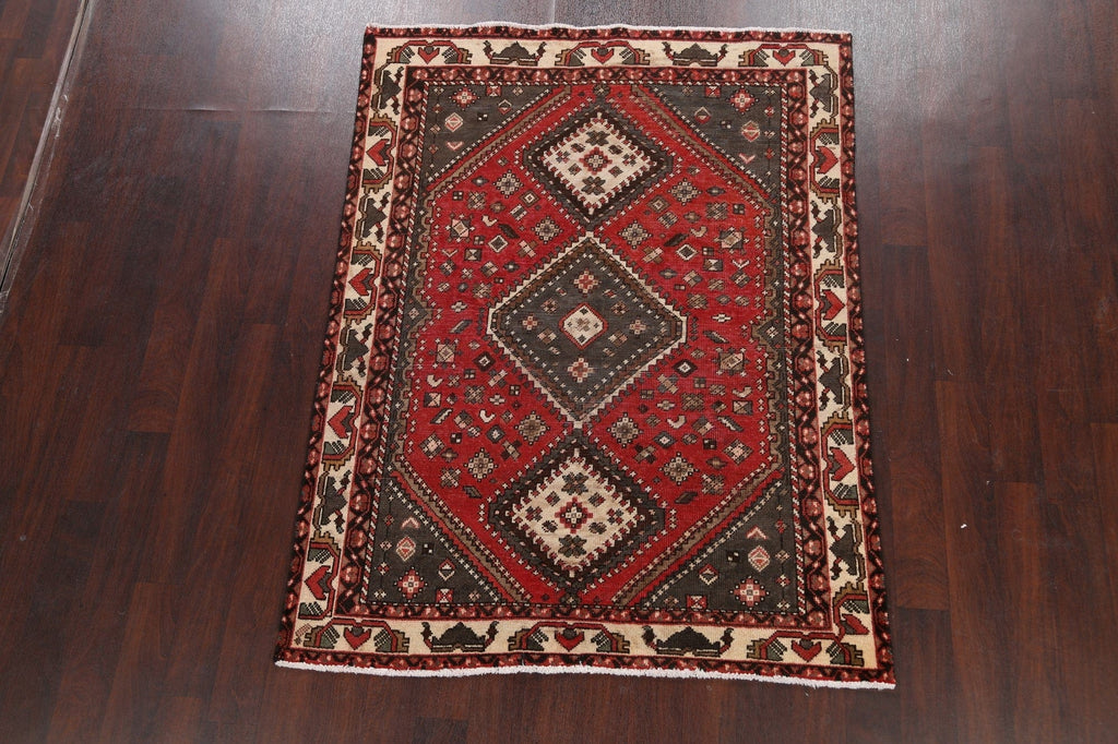 Antique Geometric Shiraz Persian Area Rug 5x6