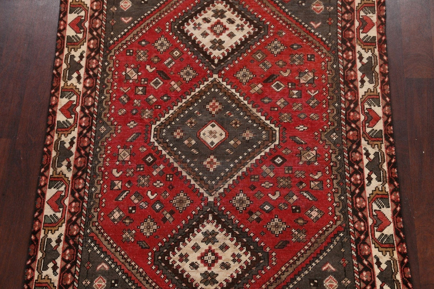 Antique Geometric Shiraz Persian Area Rug 5x6