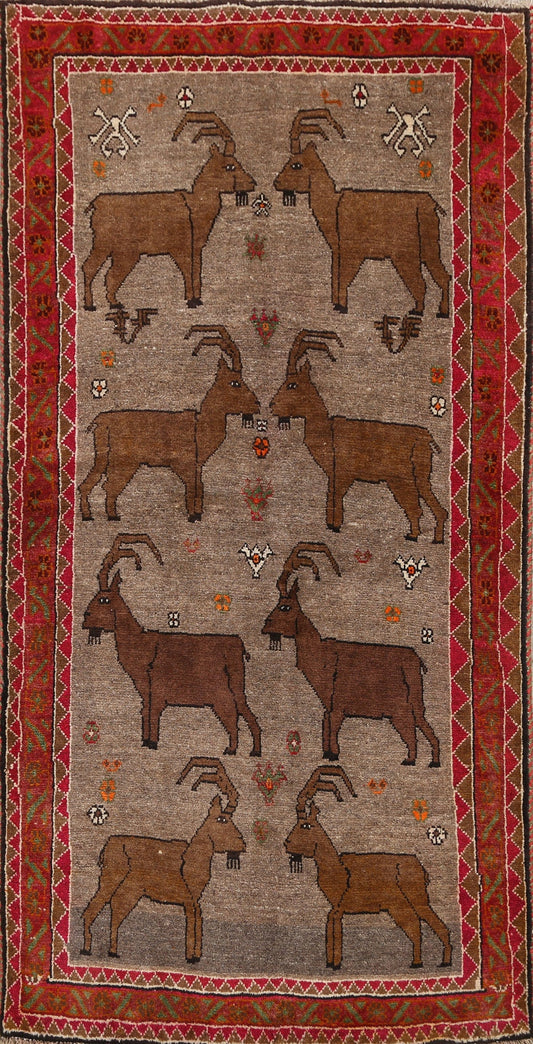 Animal Pictorial Shiraz Kashkoli Persian Area Rug 4x6