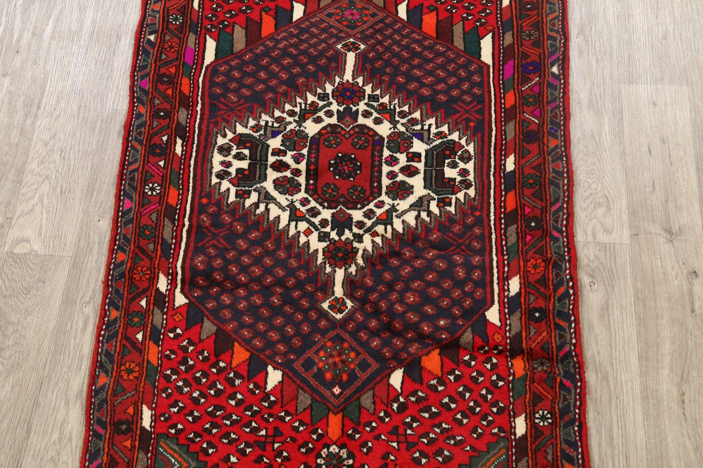 Geometric Hamedan Persian Area Rug 3x5