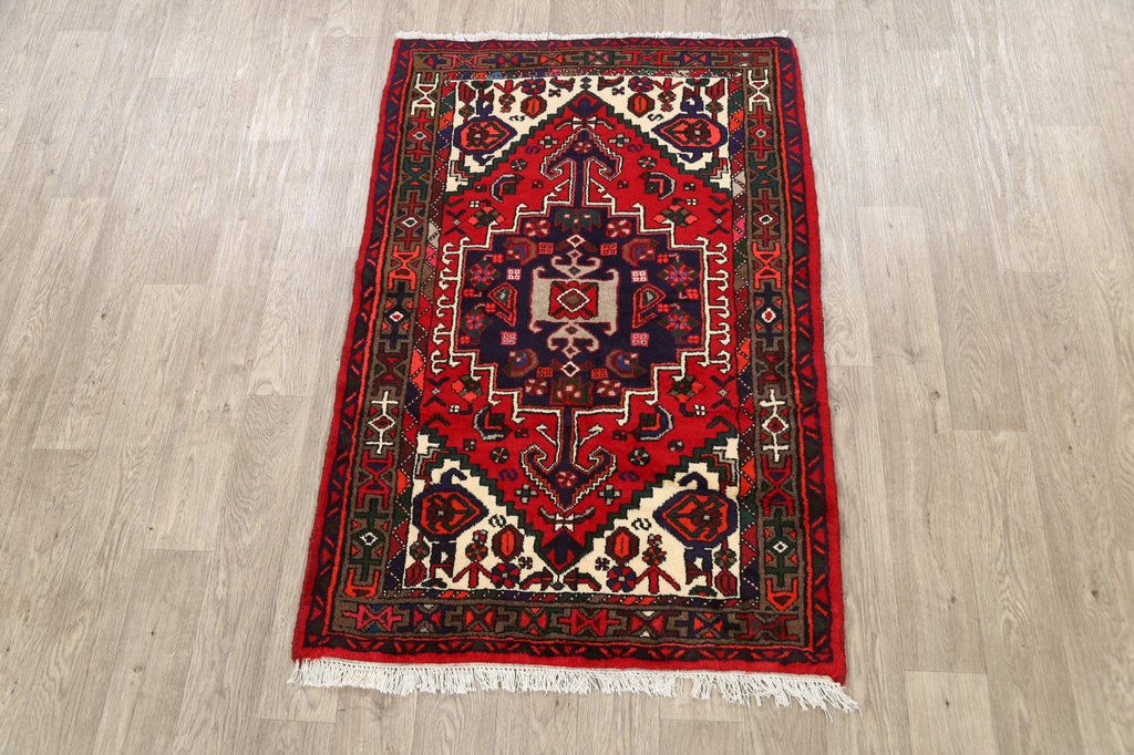 Geometric Hamedan Persian Area Rug 3x5