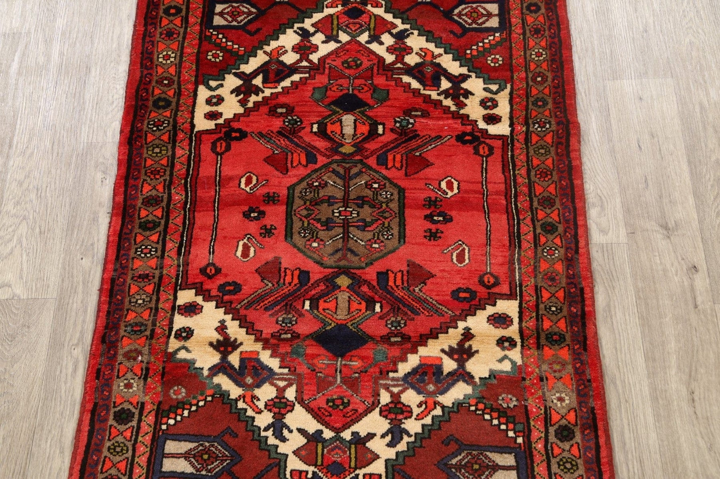 Geometric Hamedan Persian Area Rug 3x5