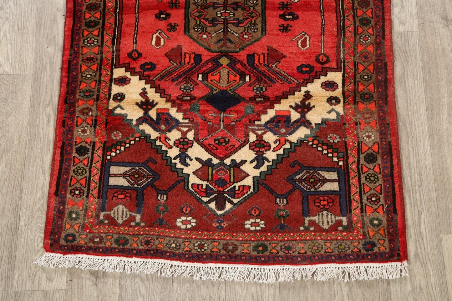 Geometric Hamedan Persian Area Rug 3x5