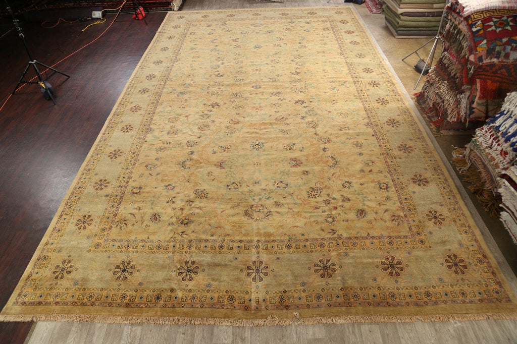 100% Vegetable Dye Kashan Oriental Area Rug 14x25