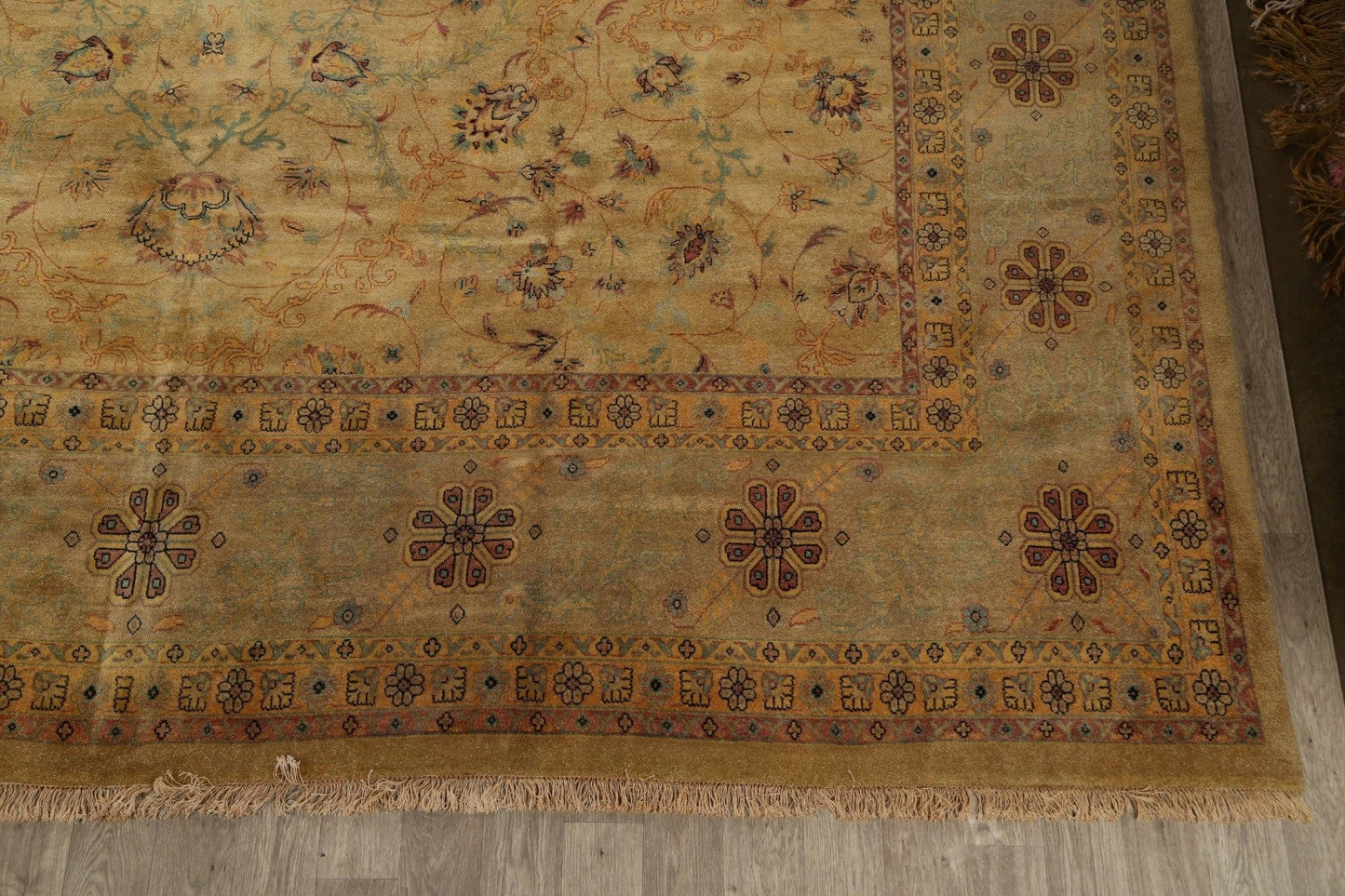 100% Vegetable Dye Kashan Oriental Area Rug 14x25